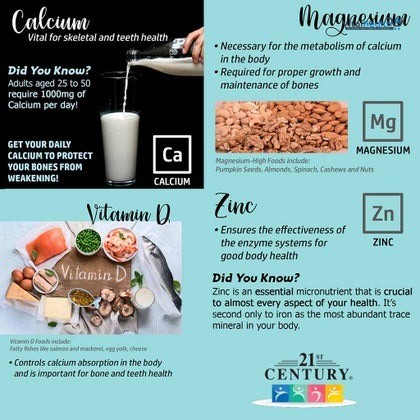 21st Century Calcium Magnesium Zinc +D Tablets, 90 Count for Bone Health thumbnail 2