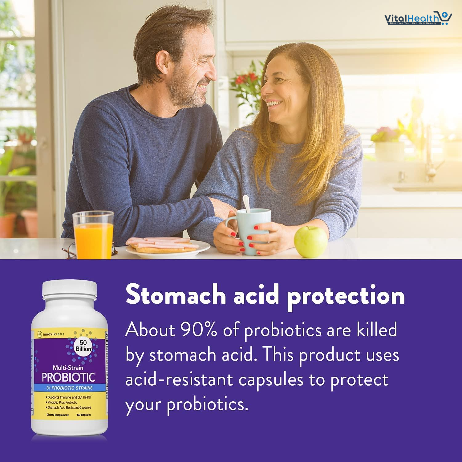 InnovixLabs Multi Strain Probiotics for Women &amp; Men - Probiotic Supplement - 50 Billion CFU - Gut Health, Immune Support, Digestion, Lactobacillus Acidophilus, Prebiotics and Probiotics, 60 Capsules thumbnail 2