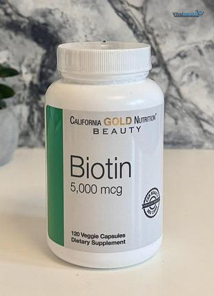 California Gold Nutrition Biotin 5,000 mcg 120 Veggie Capsules thumbnail 3