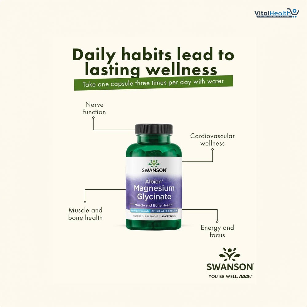 Swanson Chelated Magnesium Glycinate 133 Milligrams 90 Capsules thumbnail 2