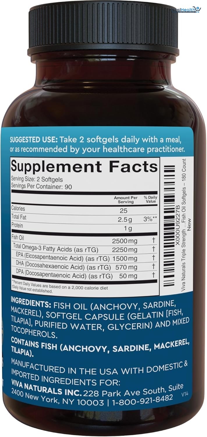 Viva Naturals Triple Strength Omega 3 Fish Oil 2500 mg High-Potency thumbnail 5