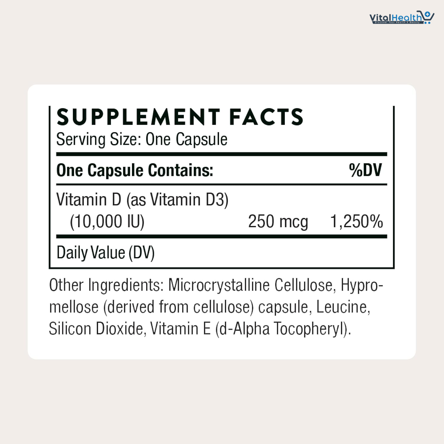 THORNE D-10,000 IU - Vitamin D3 Supplement - Supports Healthy Bones, Teeth, Muscles, Cardiovascular &amp; Immune Function - Gluten, Dairy &amp; Soy-Free - 10,000 IU - 60 Servings thumbnail 2