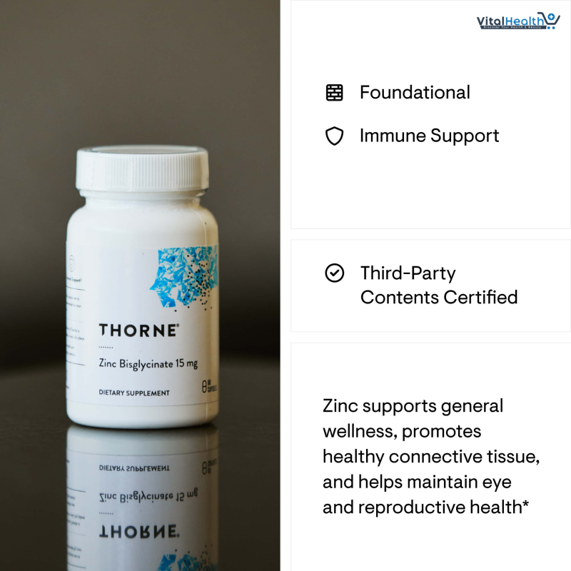 THORNE Zinc Bisglycinate 15 mg 60 Capsules thumbnail 2