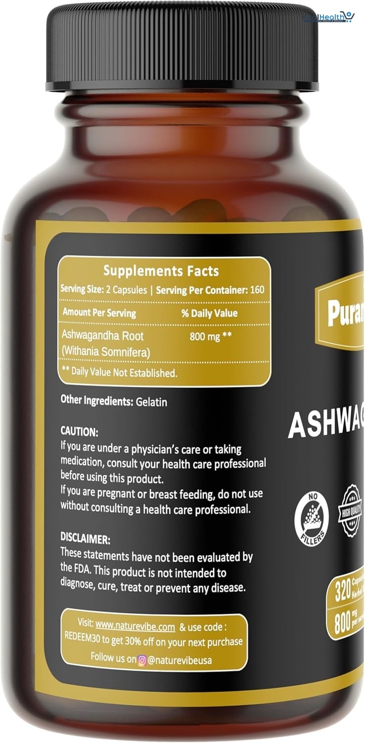 Ashwagandha Premium 320 Capsules Non GMO and Gluten Free | Herbal Supplement | 800 mg Per Serving | Made with 100% Pure Herb Ashwagandha Powder thumbnail 4