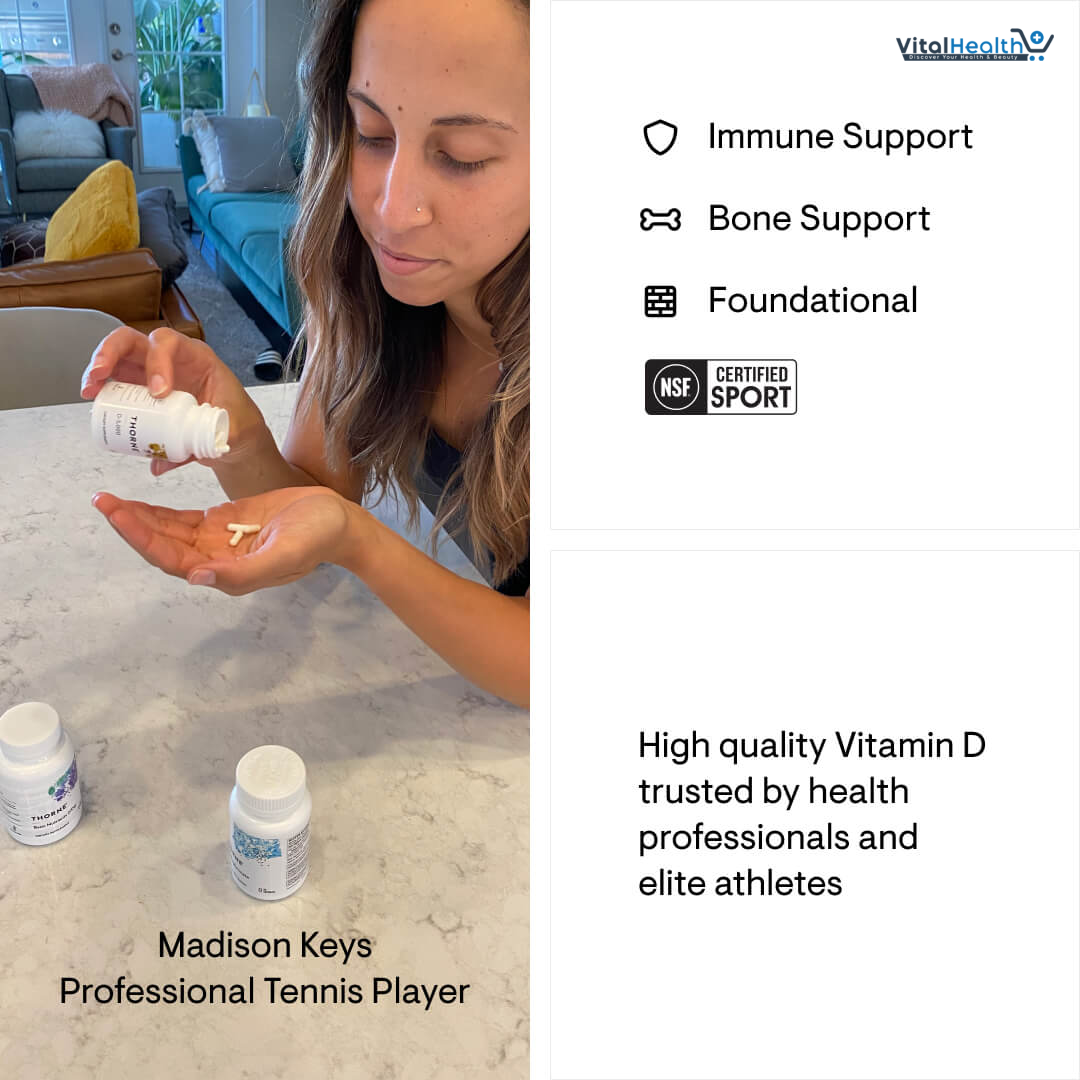 THORNE - Vitamin D-5000 - Vitamin D3 Supplement - Support Healthy Bones, Teeth, Muscles, Cardiovascular &amp; Immune Function - NSF Certified for Sport - Gluten-Free, Soy-Free - 60 Servings thumbnail 2