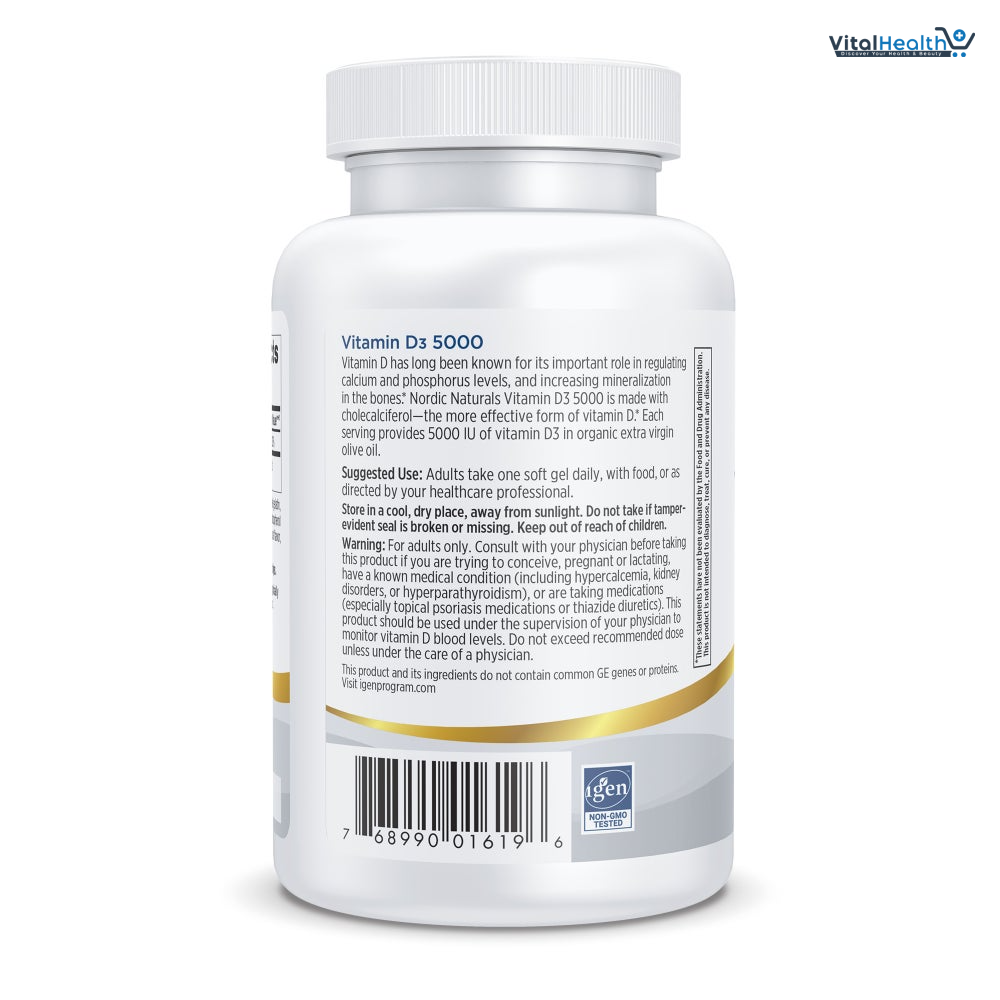 Nordic Naturals Vitamin D3 5000, Orange - 120 Mini Soft Gels - 5000 IU Vitamin D3 - Supports Healthy Bones, Mood &amp; Immune System Function - Non-GMO - 120 Servings thumbnail 4