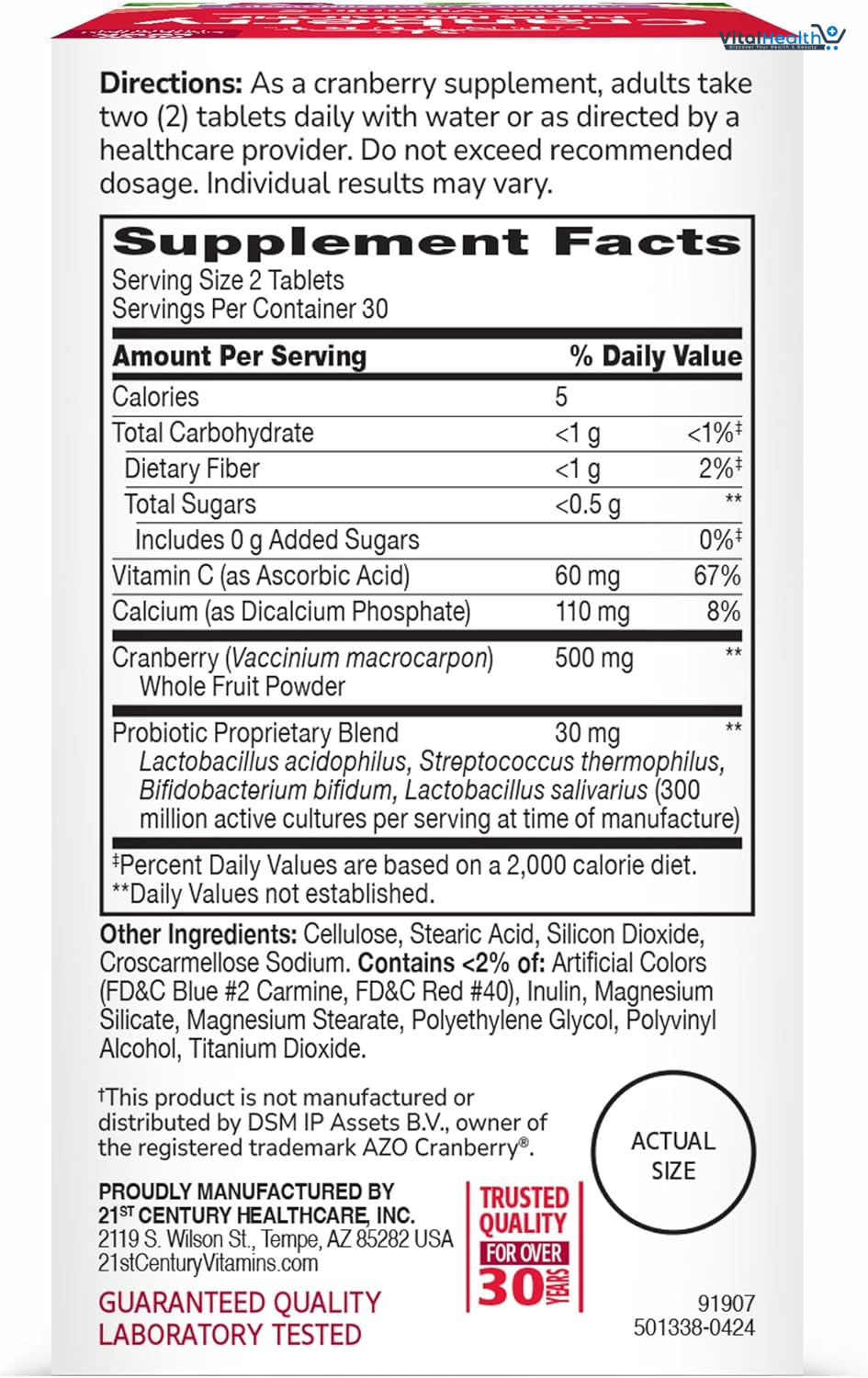 21st Century Cranberry Plus Probiotic Tablets, 60 Count thumbnail 5