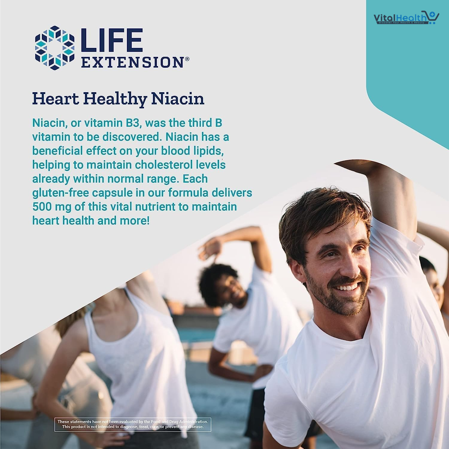 Life Extension Vitamin B3 Niacin 500 Mg - 100 Caps thumbnail 2