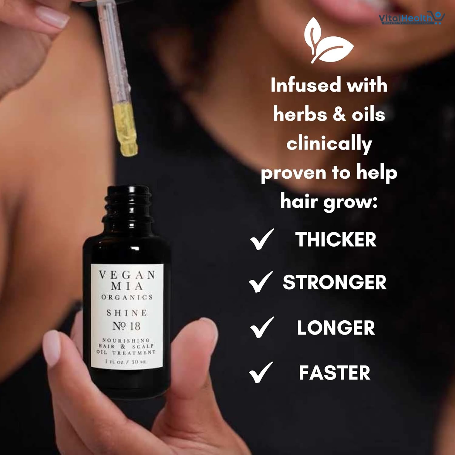 Vegan Mia Organic Rosemary Oil for Hair Growth &amp; Intense Nourishment with Castor, Jojoba, Argan, Amla &amp; More Dandruff &amp; Dry Scalp Treatment | Get Healthier, Shiny Hair Naturally, 1 fl oz thumbnail 2