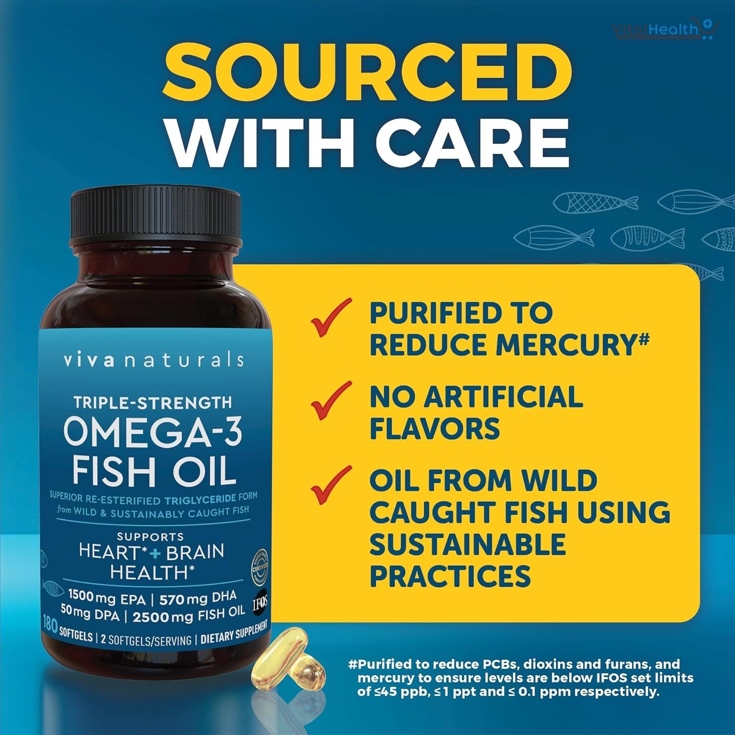Viva Naturals Triple Strength Omega 3 Fish Oil 2500 mg High-Potency thumbnail 2