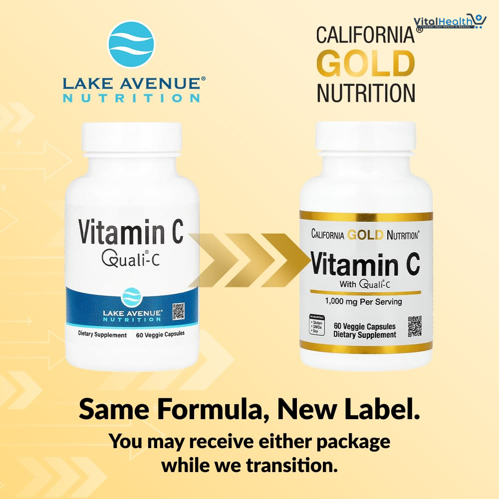 California Gold Nutrition Vitamin C Quali®-C 1,000 mg, 60 Veggie Capsules thumbnail 2