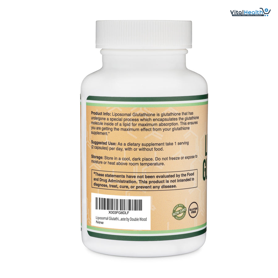 Liposomal Glutathione Supplement 500mg per Serving, 60 Capsules (Vegan Safe, Non-GMO) Max Absorption Liposomal Glutathione with Genuine Smell and Taste by Double Wood thumbnail 4