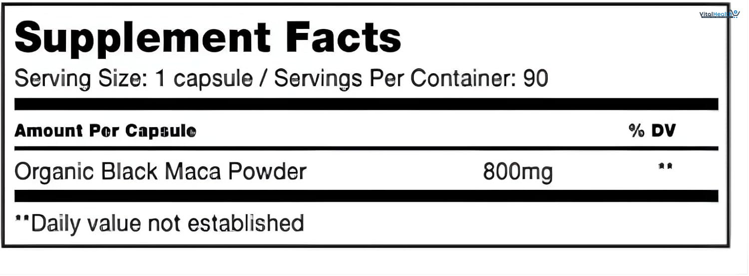 Sunfood Superfoods Black Maca Capsules | Non-GMO, Vegan | | Pure Single Ingredient Product | Ultra Clean (No Additives, Fillers, Preservatives) | 90 count | 800 mg per Capsule thumbnail 2