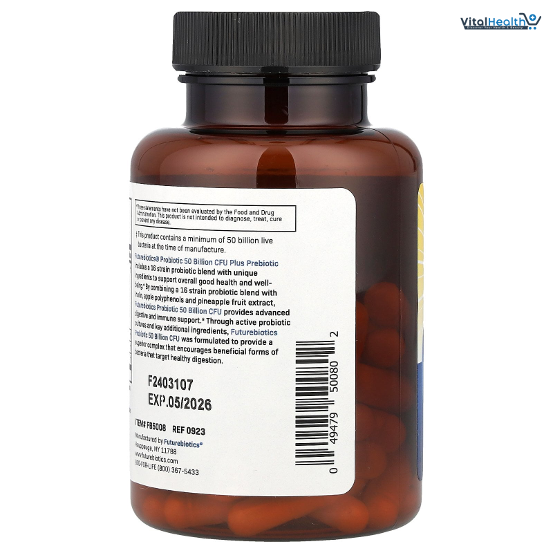 Futurebiotics Probiotic Plus Prebiotic, 60 Vegetarian Capsules thumbnail 2
