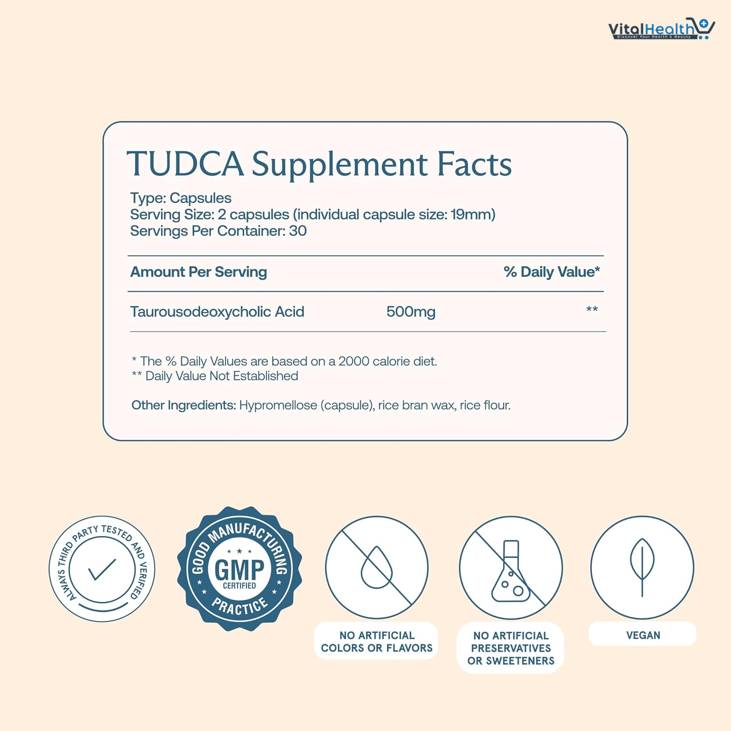 BodyBio TUDCA - Pure Tauroursodeoxycholic Acid Supplement - Support Bile Flow, Fat Metabolism &amp; Liver Detox 60 Capsules thumbnail 2