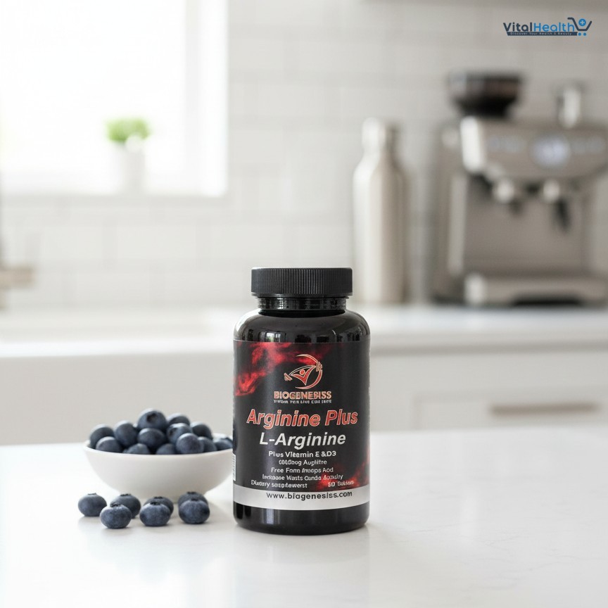 Biogenesiss Arginine Plus Premium L-Arginine Complex with Vitamins E &amp; D3 60 Tablets thumbnail 4