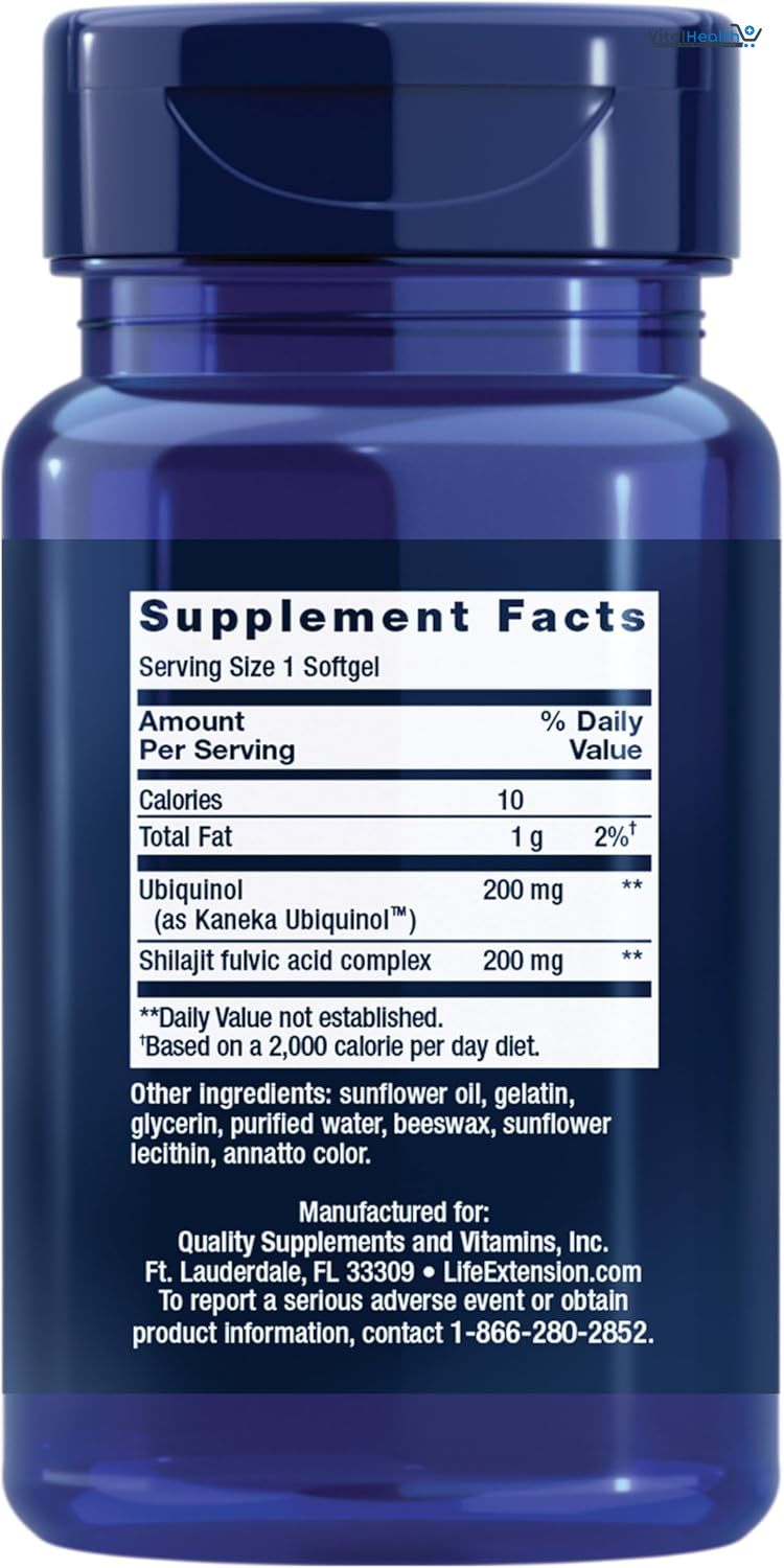 Life Extension Super Ubiquinol CoQ10 with Enhanced Mitochondrial Support – 200 mg, Shilajit – Promotes Heart Health, Cell Energy, Oxidative Stress – Gluten-Free, Non-GMO – 30 Softgels thumbnail 3