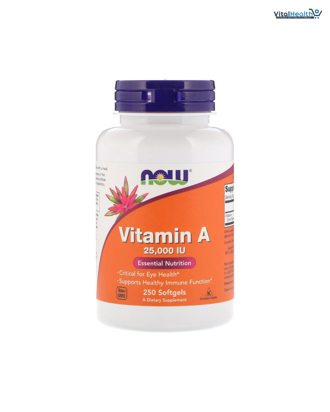 NOW Foods Vitamin A 7,500 mcg (25,000 IU), 100 Softgels thumbnail 4