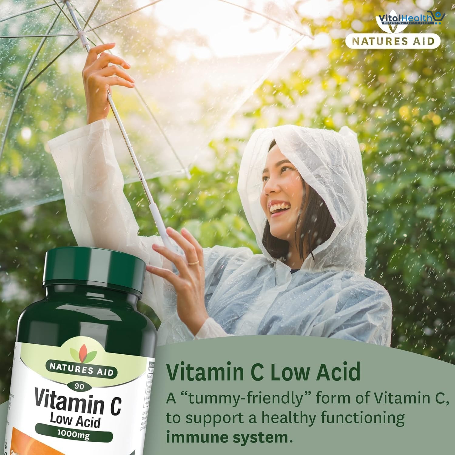 Natures Aid Vitamin C 1000mg Low Acid Formula With Citrus Bioflavanoids thumbnail 6