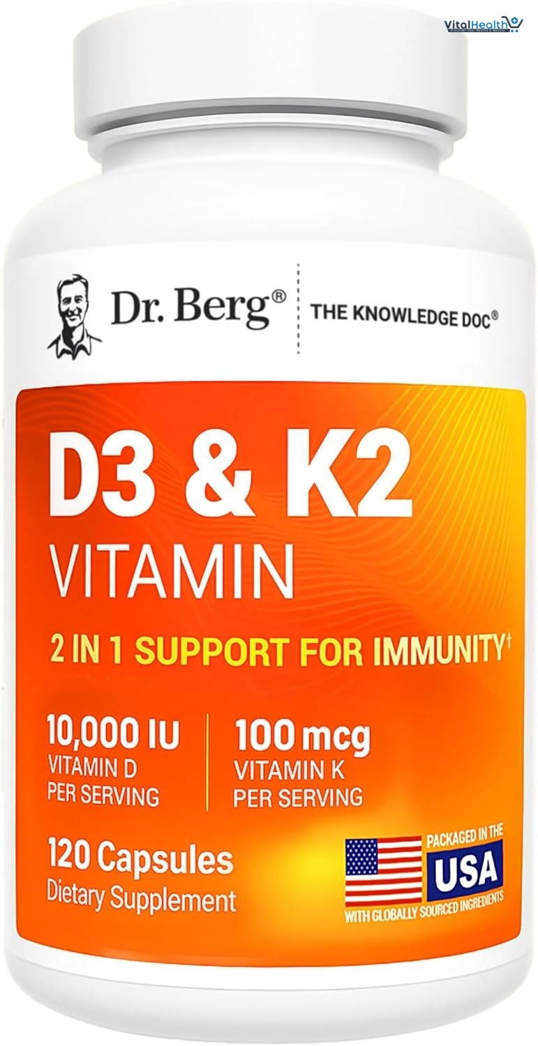 Dr. Berg D3 &amp; K2 Vitamin 10,000 IU _1000 MCG 120 Capsules thumbnail 5