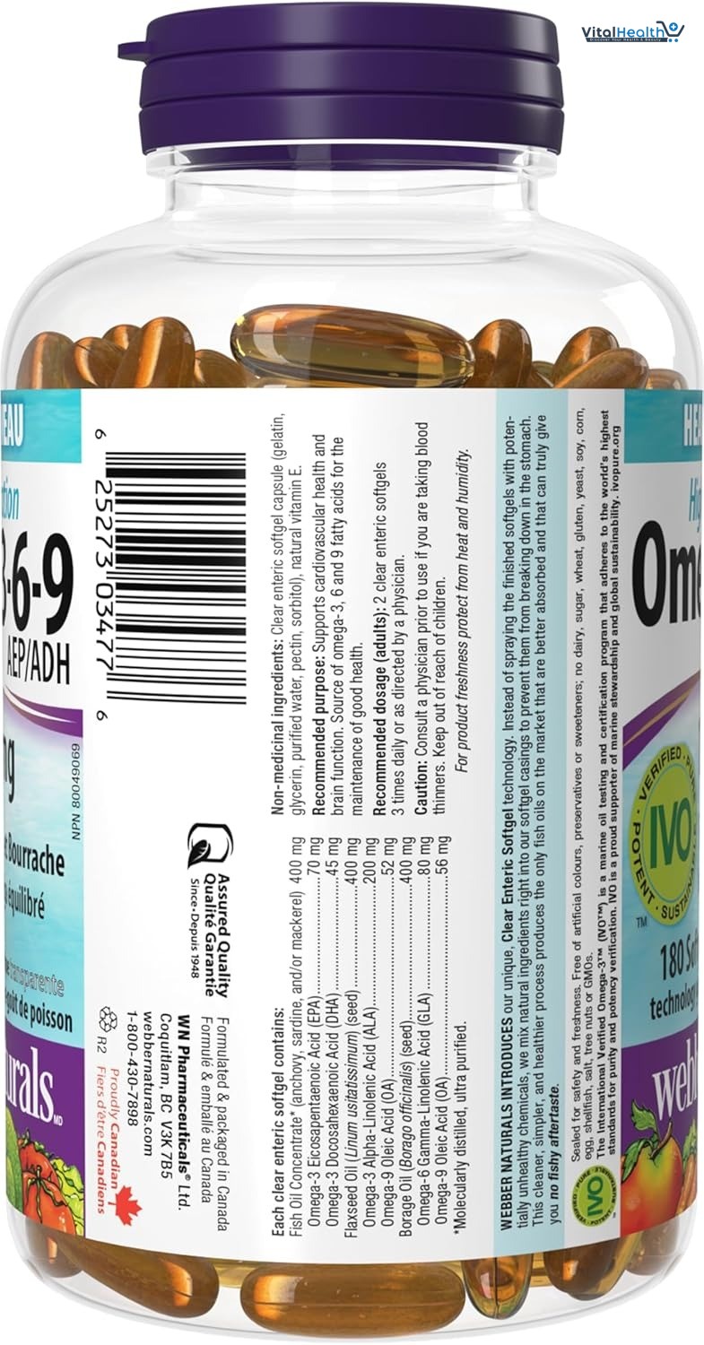 Webber Naturals High Potency Omega 3-6-9, 180-Count thumbnail 3
