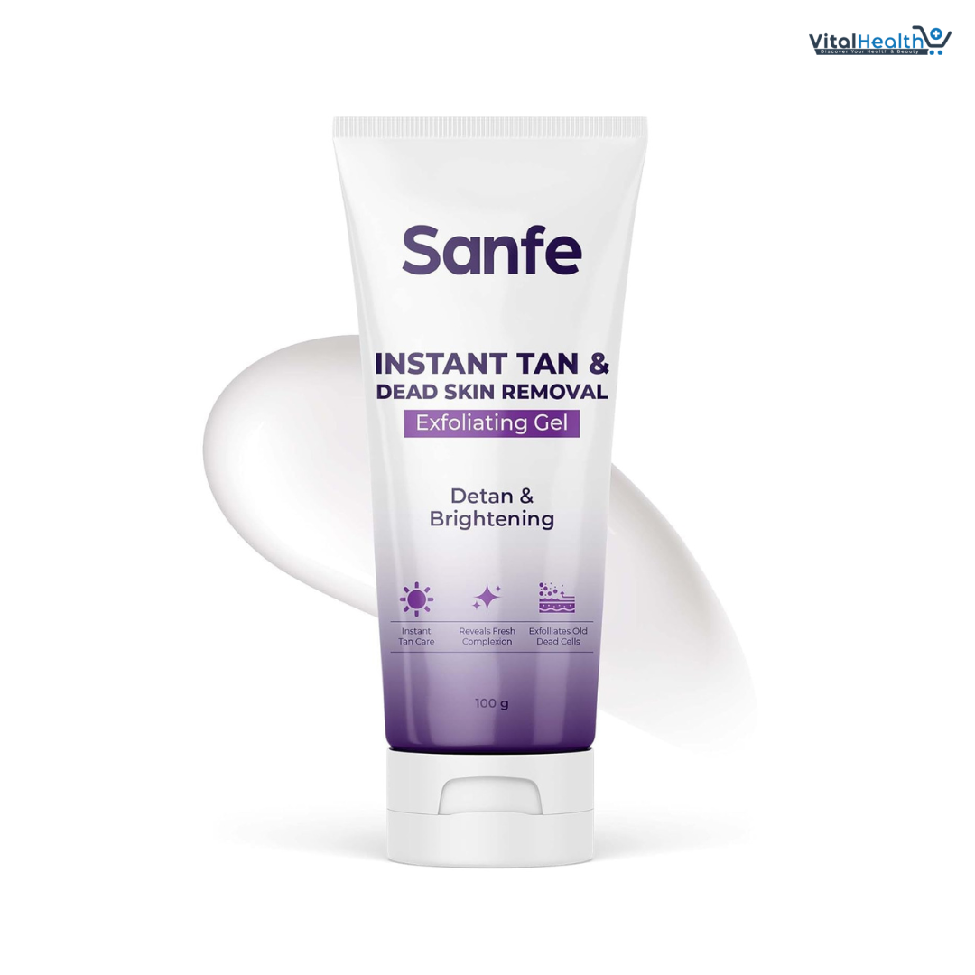 Sanfe Instant Tan &amp; Dead Skin Removal Exfoliating Gel | Detan &amp; Brightening Body Scrub | 100g thumbnail 2