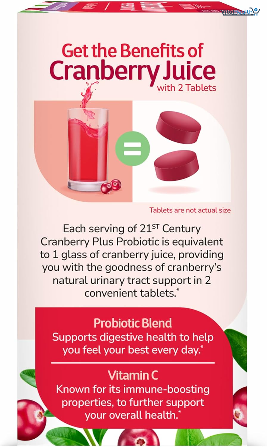21st Century Cranberry Plus Probiotic Tablets, 60 Count thumbnail 2