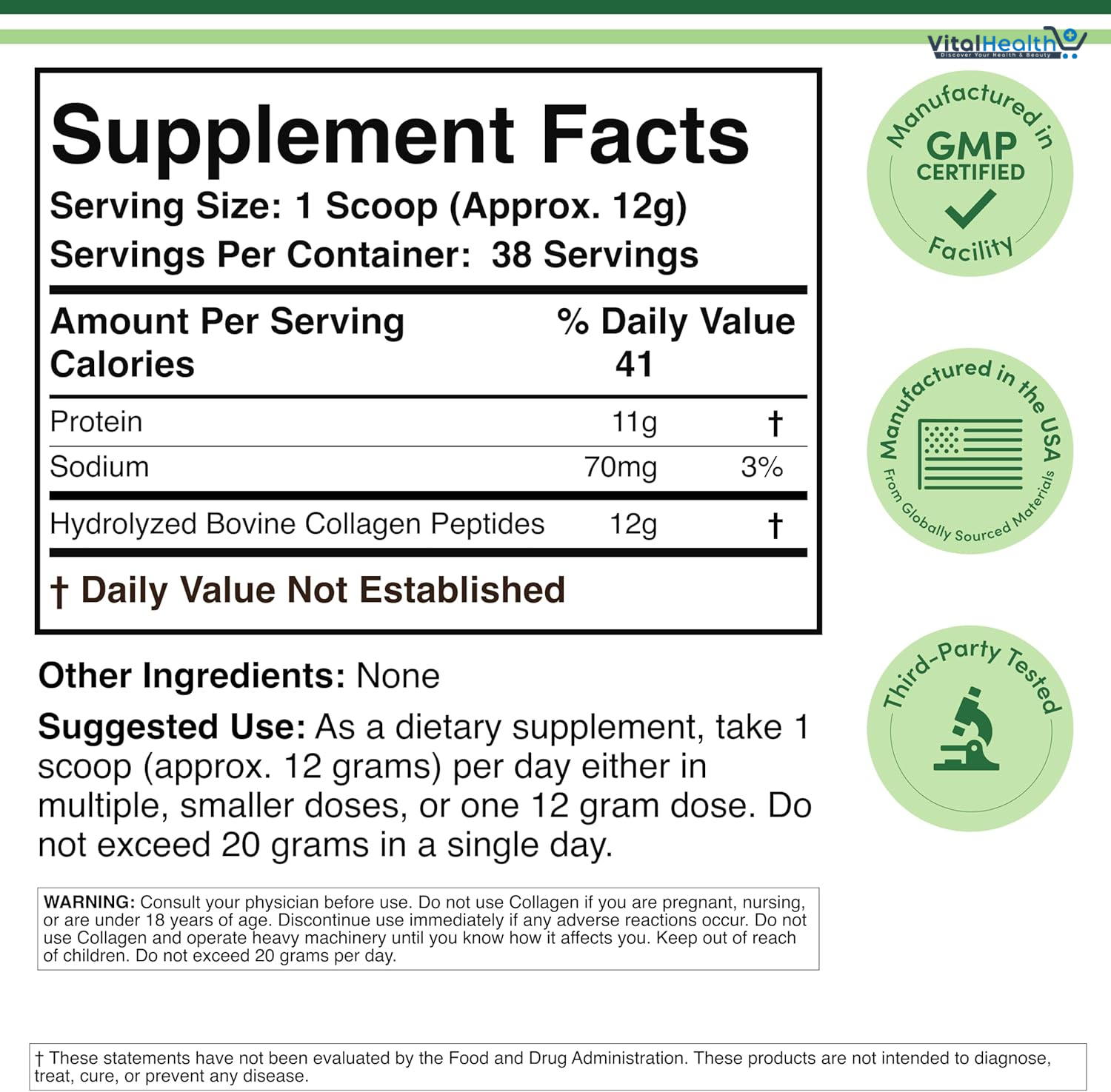 Collagen Peptides Powder - Hydrolyzed Collagen, Keto Safe - 16.08oz - Multi Type 1, 2, and 3 (Grass Fed Bovine Source)(Colageno Hidrolizado) Collagen Supplements for Women and Men by Double Wood thumbnail 7