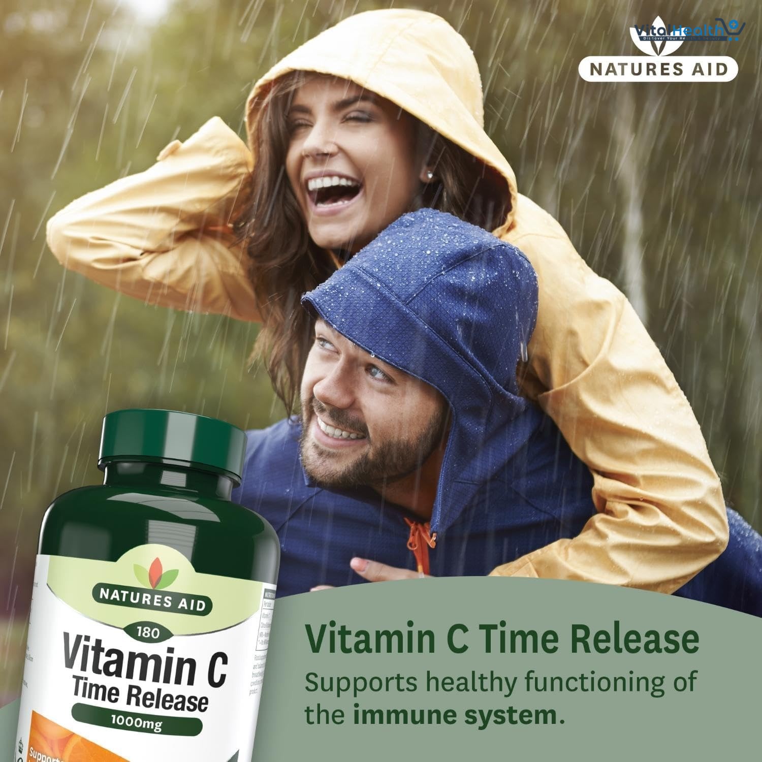 Natures Aid Vitamin C 1000mg Time Release - High Strength with Bioflavonoids 180 Tablets thumbnail 3