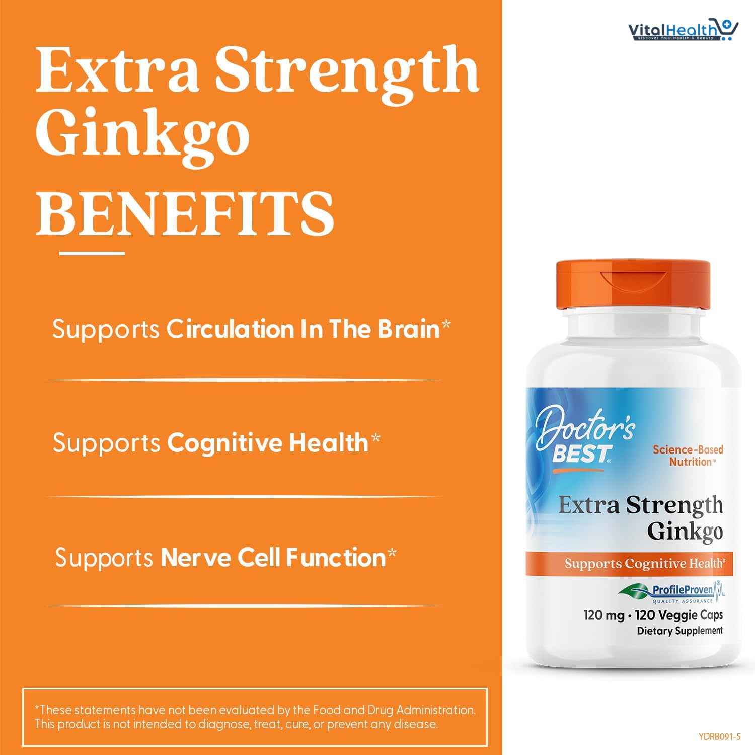 Doctor's Best Extra Strength Ginkgo, Non-GMO, Gluten Free, Vegan, Soy Free, Promotes Mental Function and Memory, 120 mg, 120 Count thumbnail 4