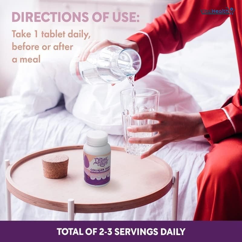 ORGANIC NATION Hydrolyzed Collagen 1000+ 90 Coated Tablets | For Silky Smooth Skin | Anti-Wrinkles | Anti-Aging With Hyaluronic Acid and Vitamin C thumbnail 2