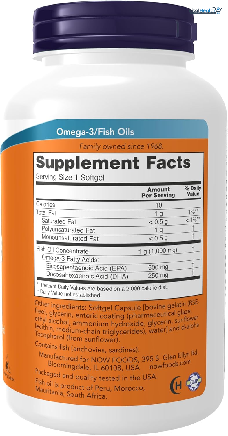 NOW Foods Supplements, Ultra Omega-3 Molecularly Distilled and Enteric Coated, 180 Softgels thumbnail 3