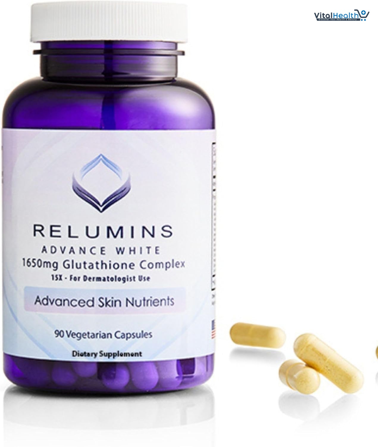 Relumins Advance White Active Glutathione Complex 1650mg _ 90 Veggie Capsules thumbnail 4