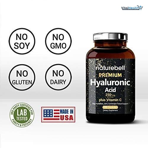 NatureBell Hyaluronic Acid Supplements 250mg | 240 Capsules, with Biotin 5000mcg &amp; Vitamin C 25mg, 3 in 1 Support - Skin Hydration, Joint Lubrication, Hair and Eye Health thumbnail 2