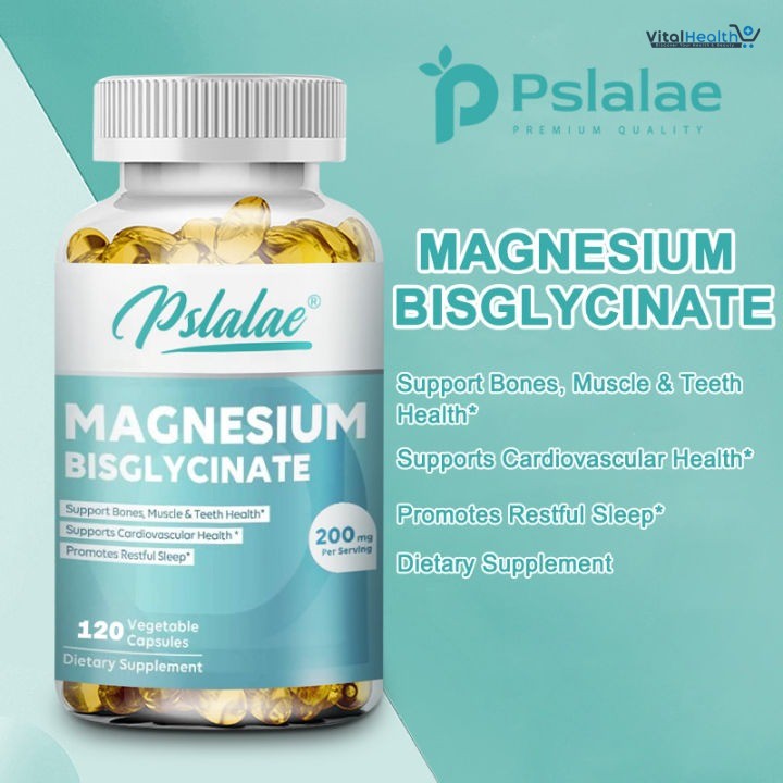 Pslalae Magnesium Bisglycinate 200mg _ 120 Capsules - Essential Mineral | Non-GMO &amp; Gluten-Free Capsules thumbnail 2