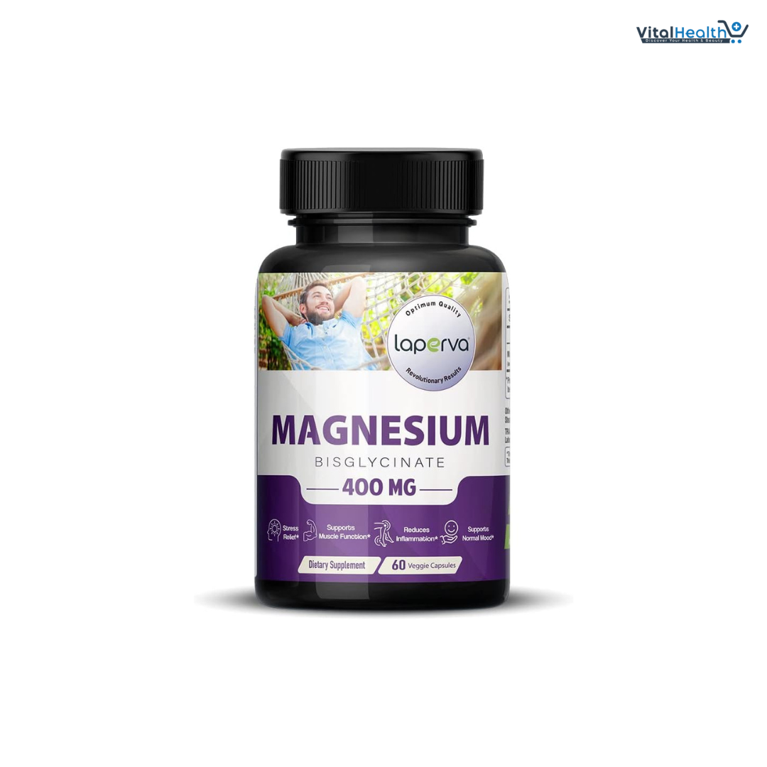 Laperva Magnesium Bisglycinate, 400 mg, 60 Veggie Capsules - For Stress and Muscle Function thumbnail 2