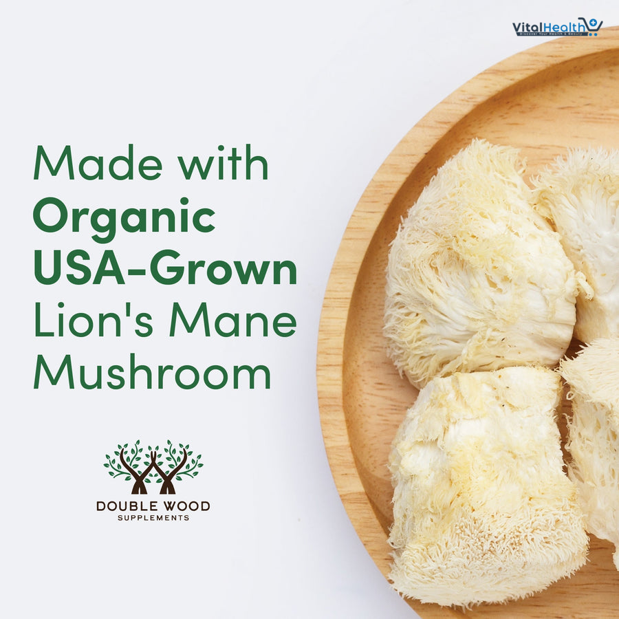 Organic Lions Mane Mushroom Capsules (120 Count), for Focus Support and Immune Health, Third Party Tested and Grown in The USA - by Double Wood thumbnail 4
