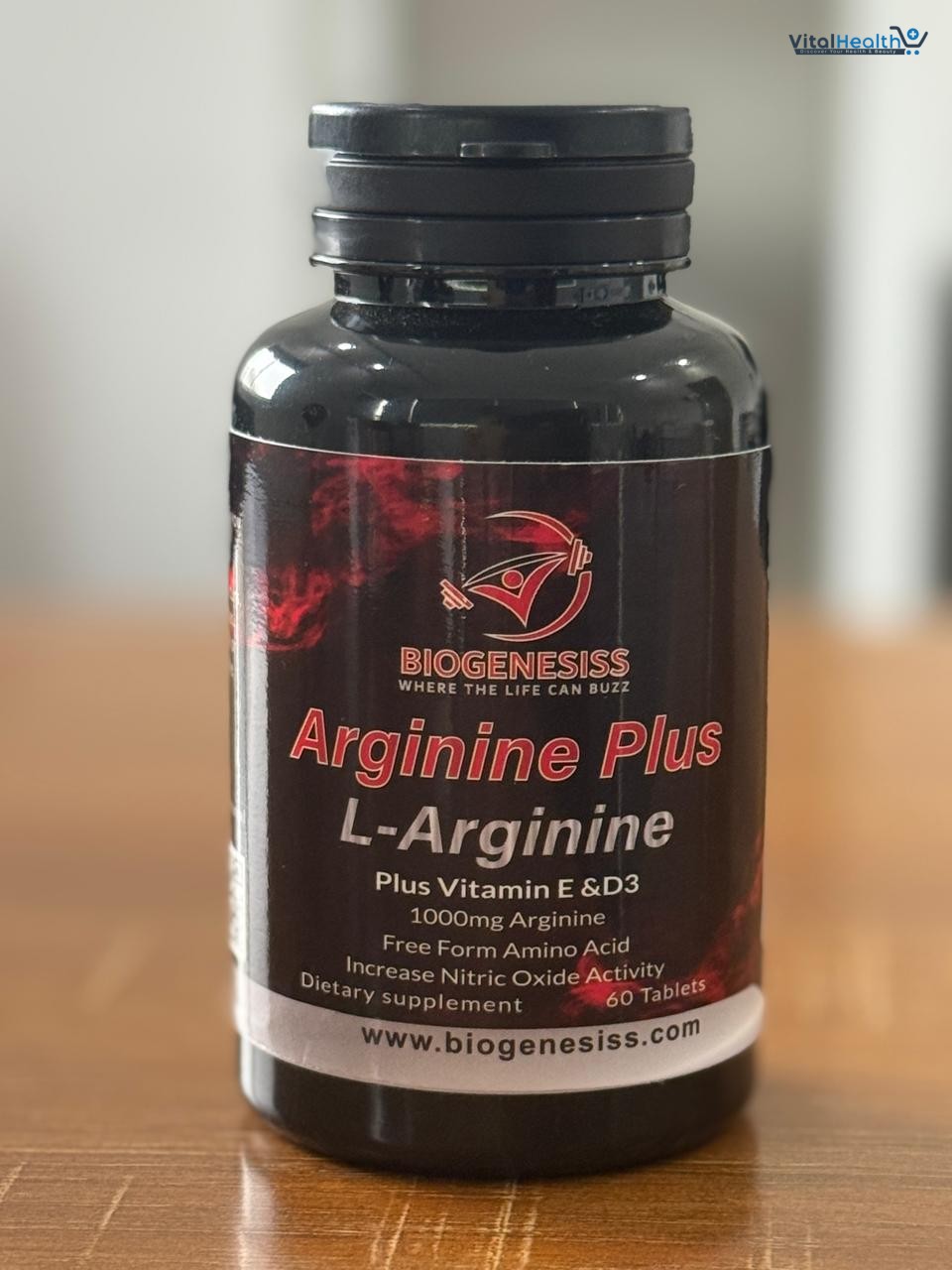Biogenesiss Arginine Plus Premium L-Arginine Complex with Vitamins E &amp; D3 60 Tablets thumbnail 3