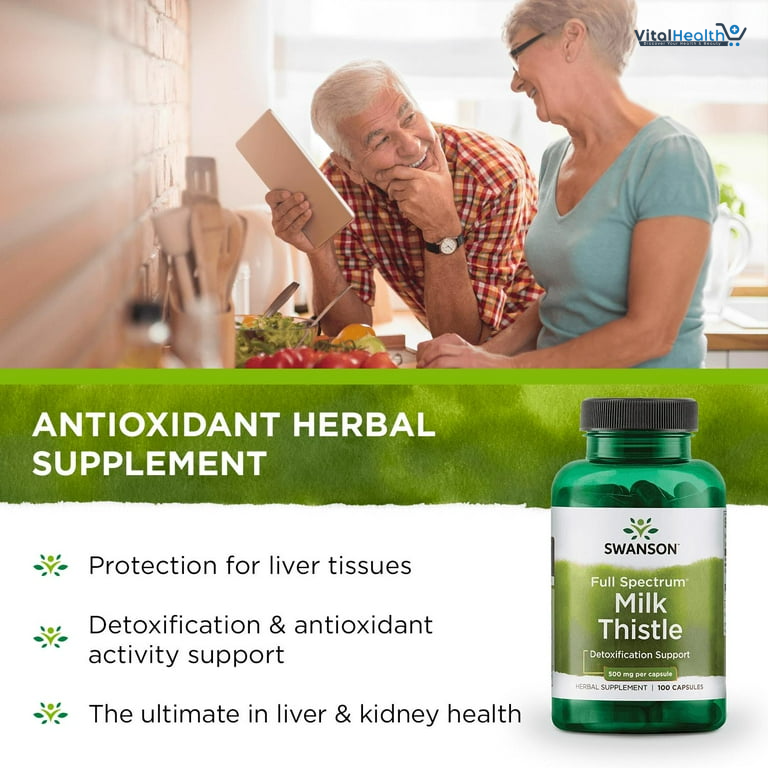 Swanson Milk Thistle - Herbal Liver Support Supplement - - (100 Capsules, 500mg Each) thumbnail 3