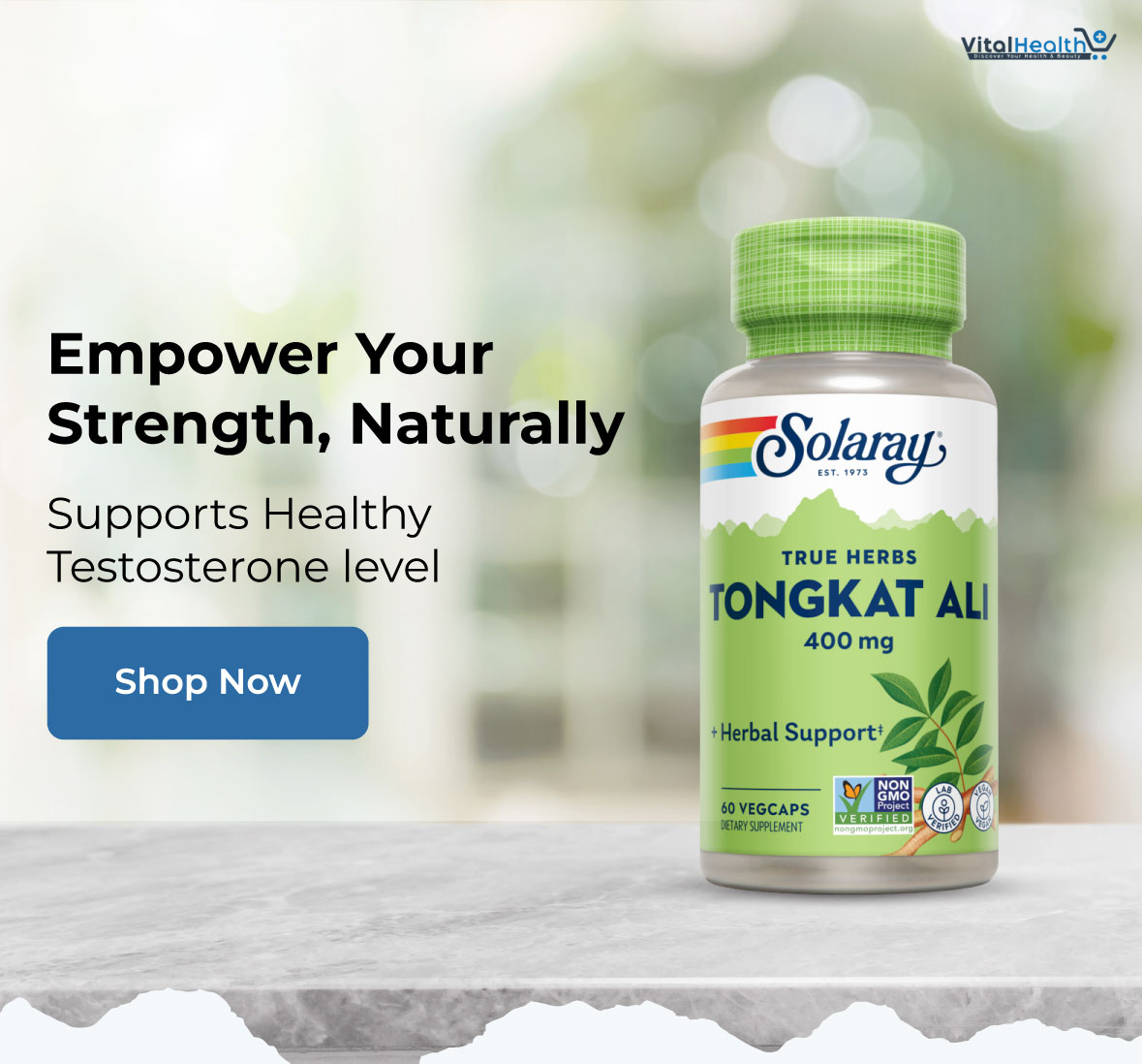 SOLARAY Tongkat Ali 400 mg - Longjack Tongkat Ali for Men - Herbal Support for Men's Health and Vitality - Vegan, Non-GMO, Lab Verified - 180 Servings, 180 VegCaps thumbnail 2