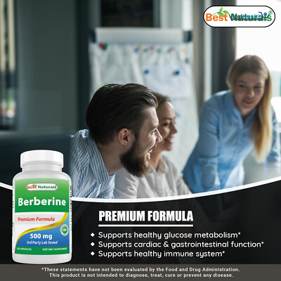 Best Naturals Berberine 500mg 120 Capsules - Supports Immune Function, Cardiovascular &amp; Gastrointestinal Function 120 Capsules thumbnail 6