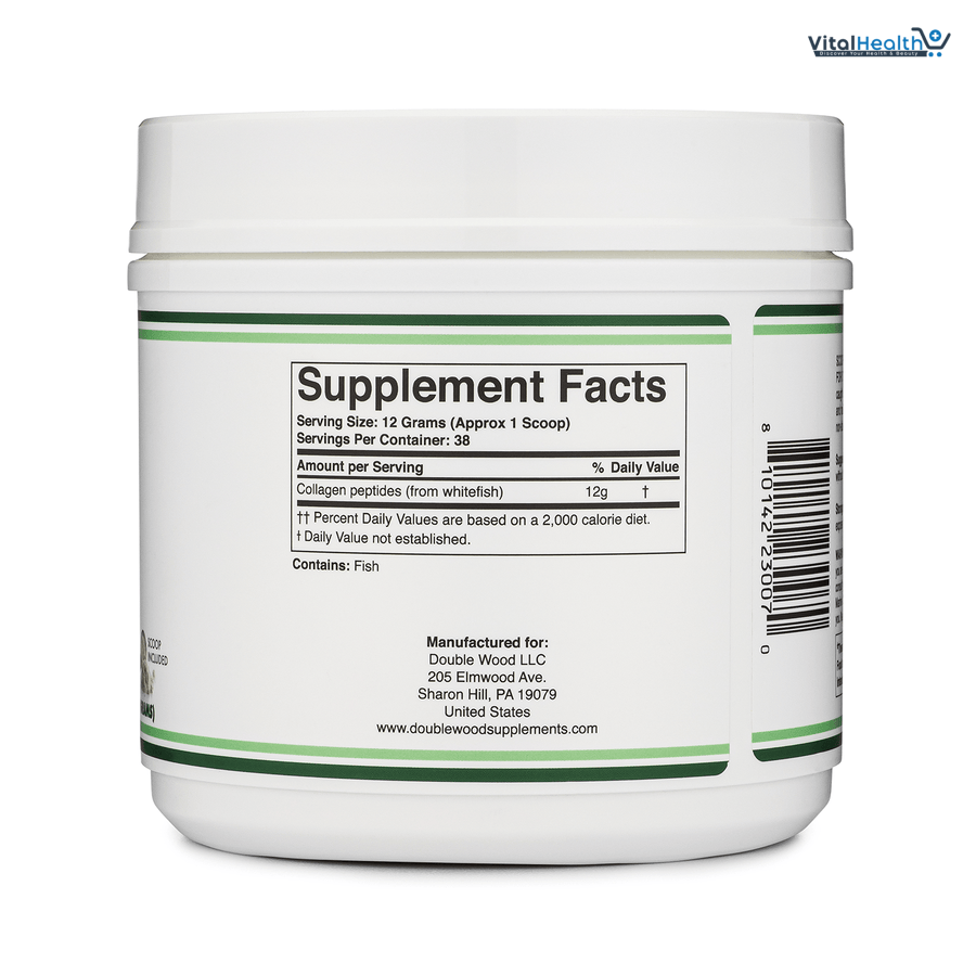 Double Wood Supplements Marine Collagen Powder (1 LB / 16 OZ of Quick Dissolve Marine Collagen Peptides) Wildcaught, Unflavored, Micronized - Scoop Included, No Fillers (38 Servings of 12 Grams Each) thumbnail 5