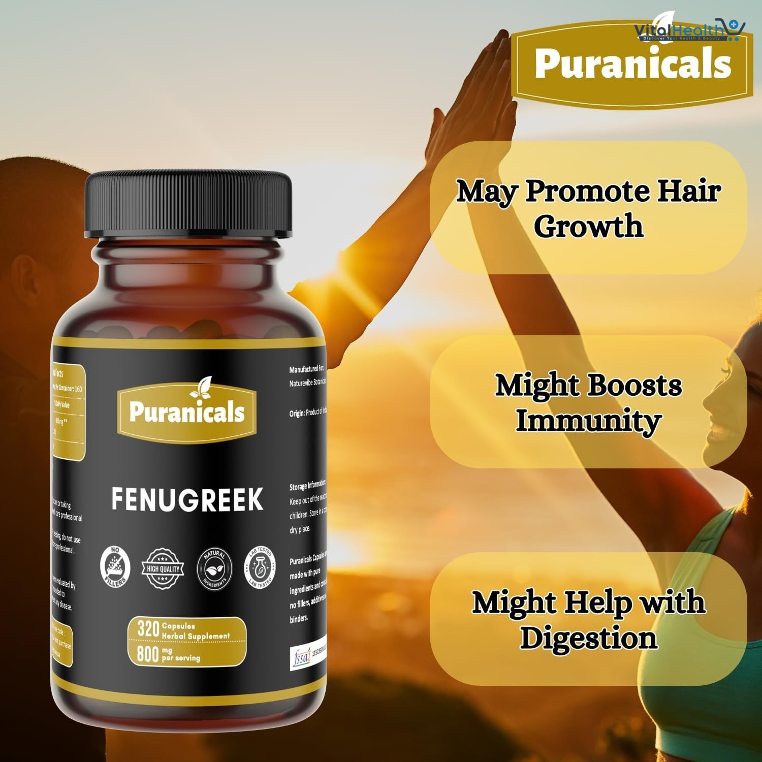 Fenugreek Premium 320 Capsules Non GMO and Gluten Free | Herbal Supplement | 800 mg Per Serving | Made with 100% Pure Herb Fenugreek Seed Powder (Trigonella foenum-graecum) thumbnail 4