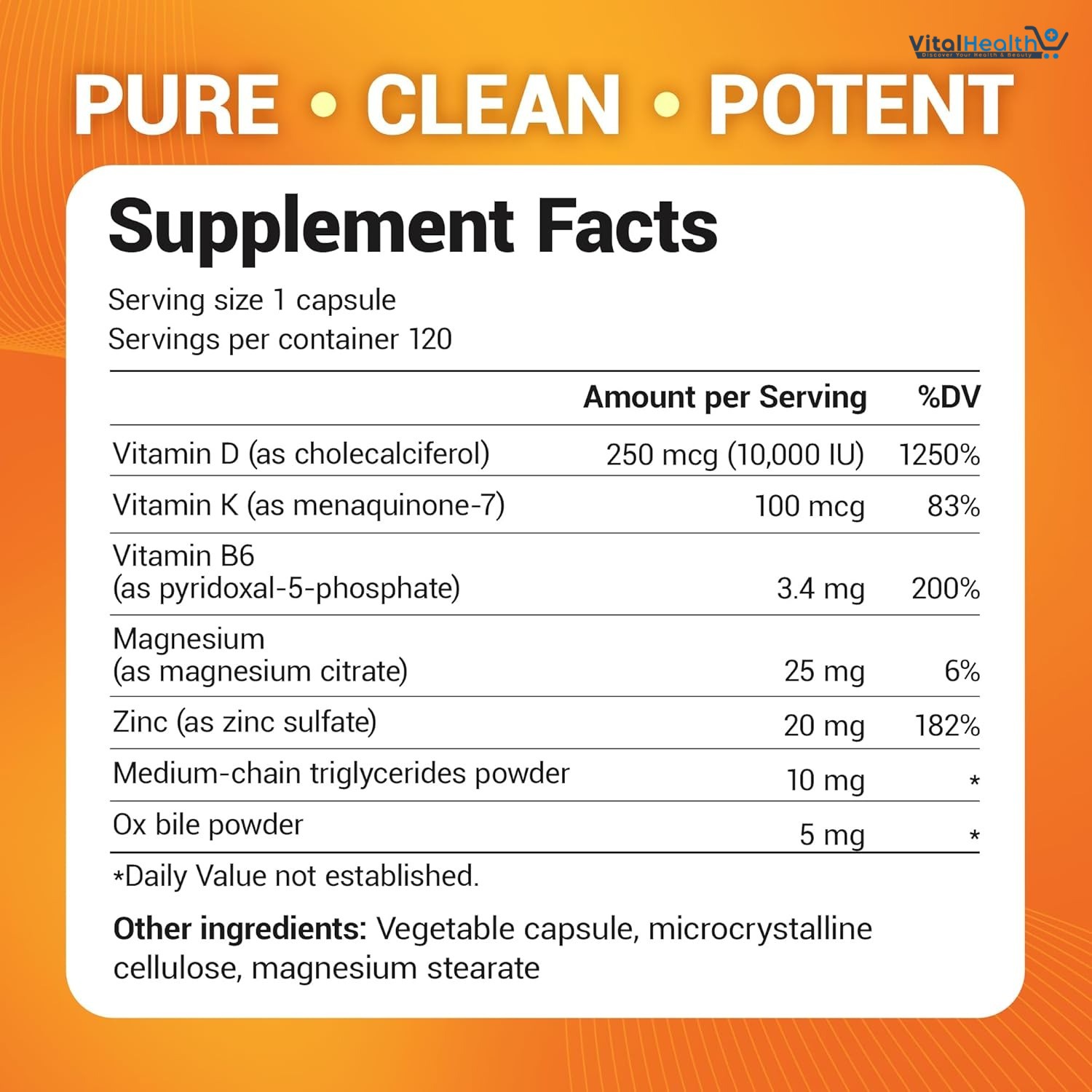 Dr. Berg D3 &amp; K2 Vitamin 10,000 IU _1000 MCG 120 Capsules thumbnail 6
