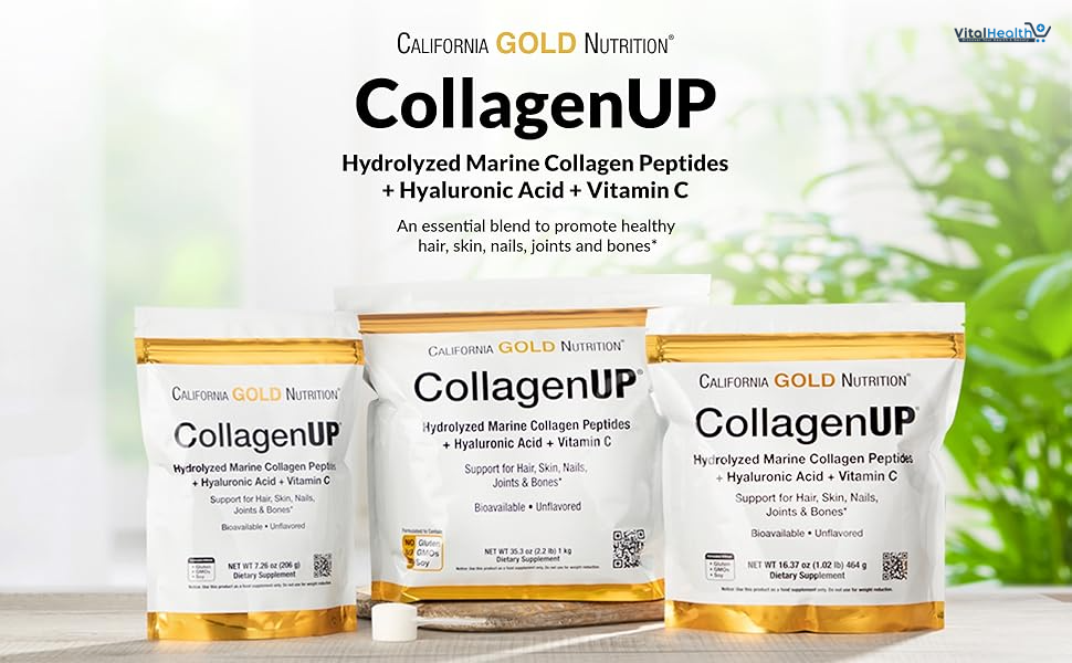 California Gold Nutrition CollagenUP®, Hydrolyzed Marine Collagen Peptides with Hyaluronic Acid and Vitamin C, Unflavored, 7.26 oz (206 g) thumbnail 6