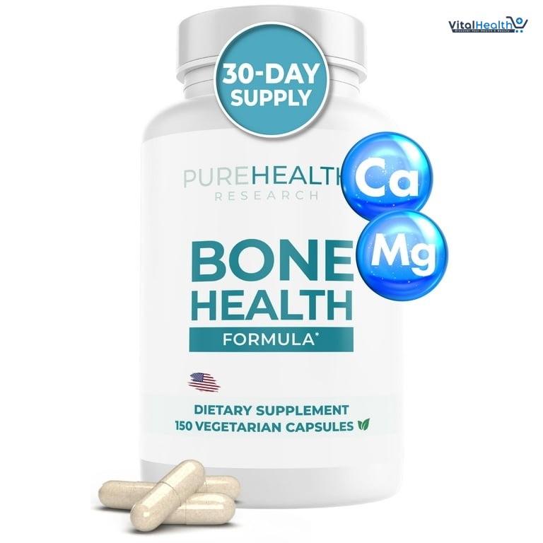 PUREHEALTH RESEARCH Bone Health Formula Calcium &amp; Magnesium Supplement - with Iron, Zinc, Copper, Vitamin D, C, K2 &amp; More - Bone &amp; Joints Vitamins for Women &amp; Men, 150 Capsules thumbnail 6