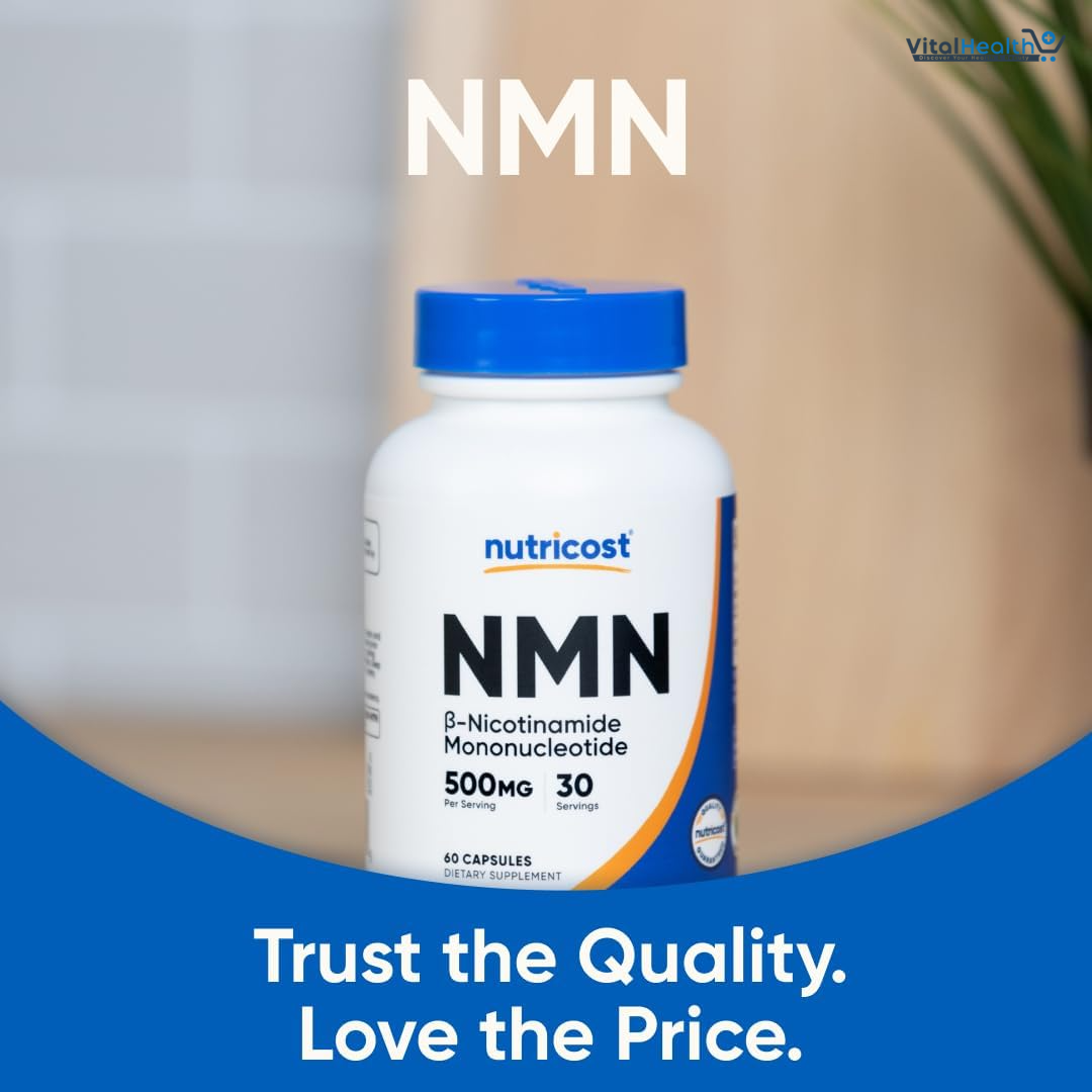 Nutricost NMN (Nicotinamide Mononucleotide) 500mg, 60 Capsules - Vegetarian Friendly, 30 Servings, Gluten Free, GMO Free thumbnail 5