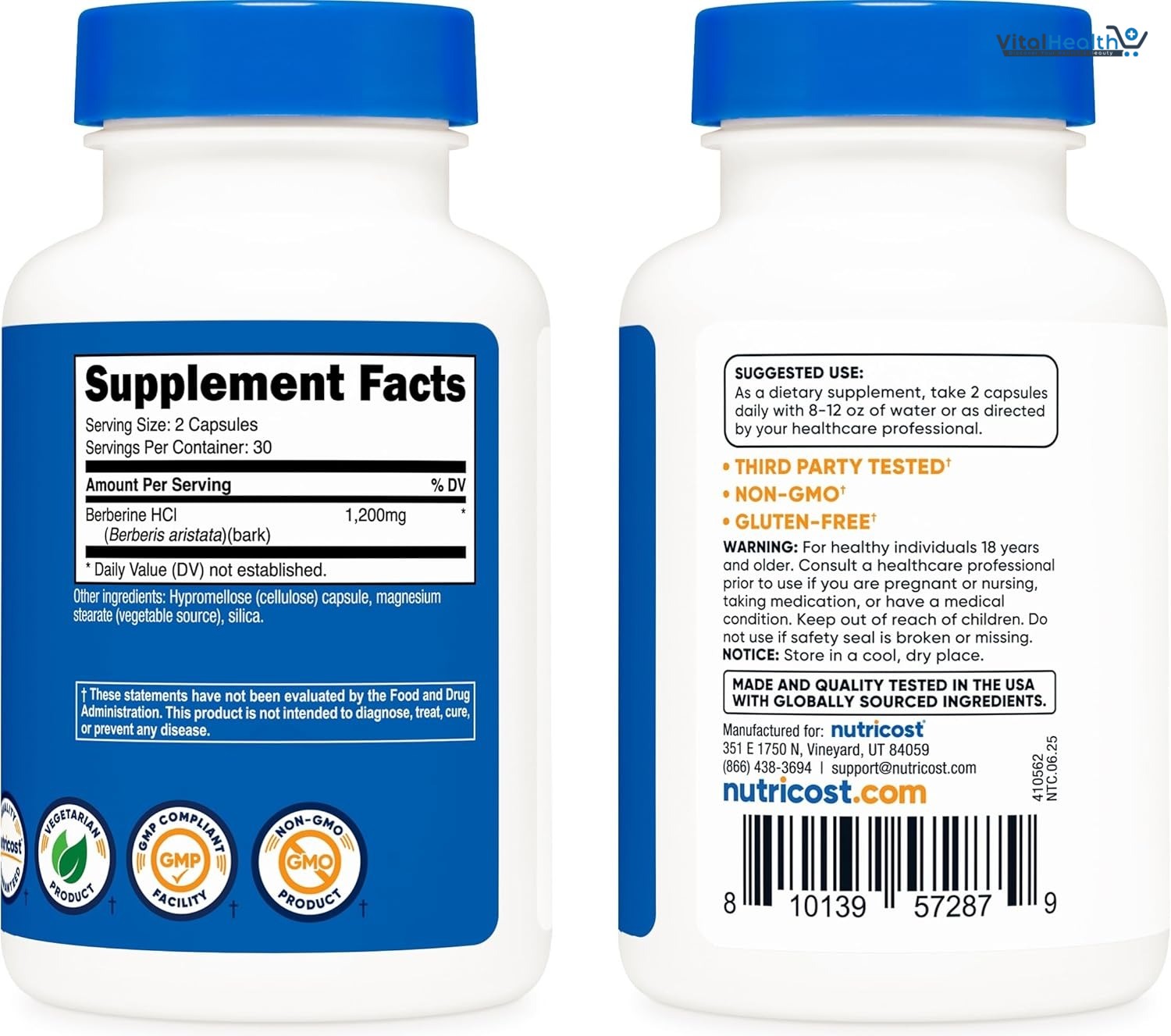 Nutricost Berberine HCl 1200mg , 60 Vegetarian Capsules - Gluten Free &amp; Non-GMO thumbnail 5