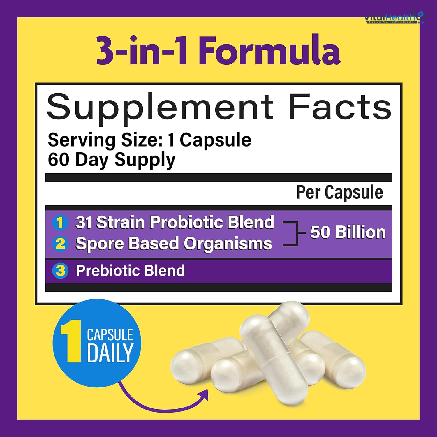 InnovixLabs Multi Strain Probiotics for Women &amp; Men - Probiotic Supplement - 50 Billion CFU - Gut Health, Immune Support, Digestion, Lactobacillus Acidophilus, Prebiotics and Probiotics, 60 Capsules thumbnail 7