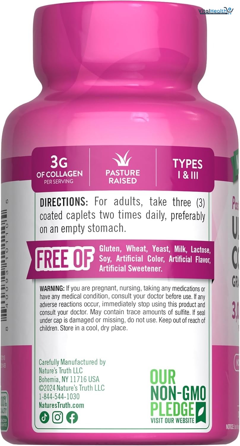 Nature's Truth Hydrolyzed 3000 Mg Collagen Type I &amp; Iii with Vitamin C, 90 Count thumbnail 2